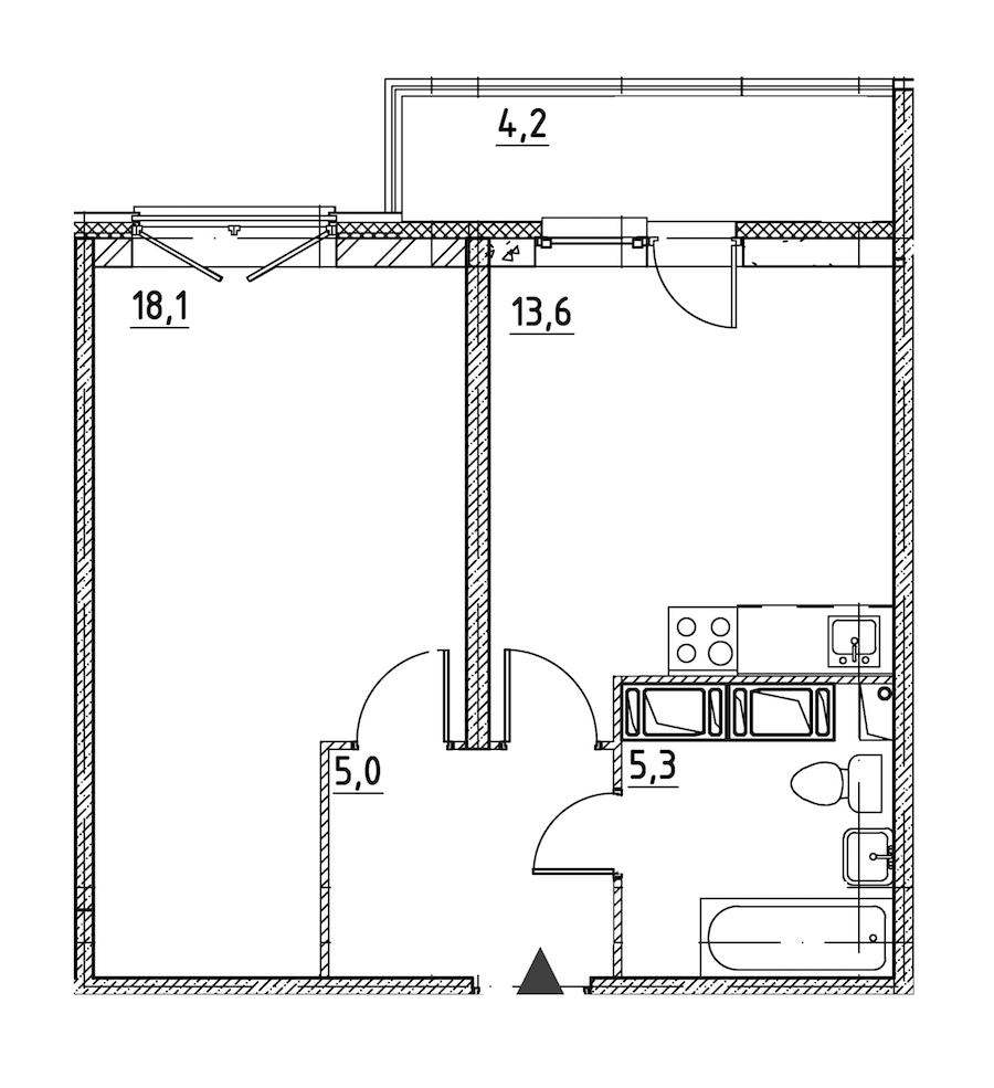 1-комнатная квартира 44.1 м², 3/12 эт., ЖК «Квартал Che»